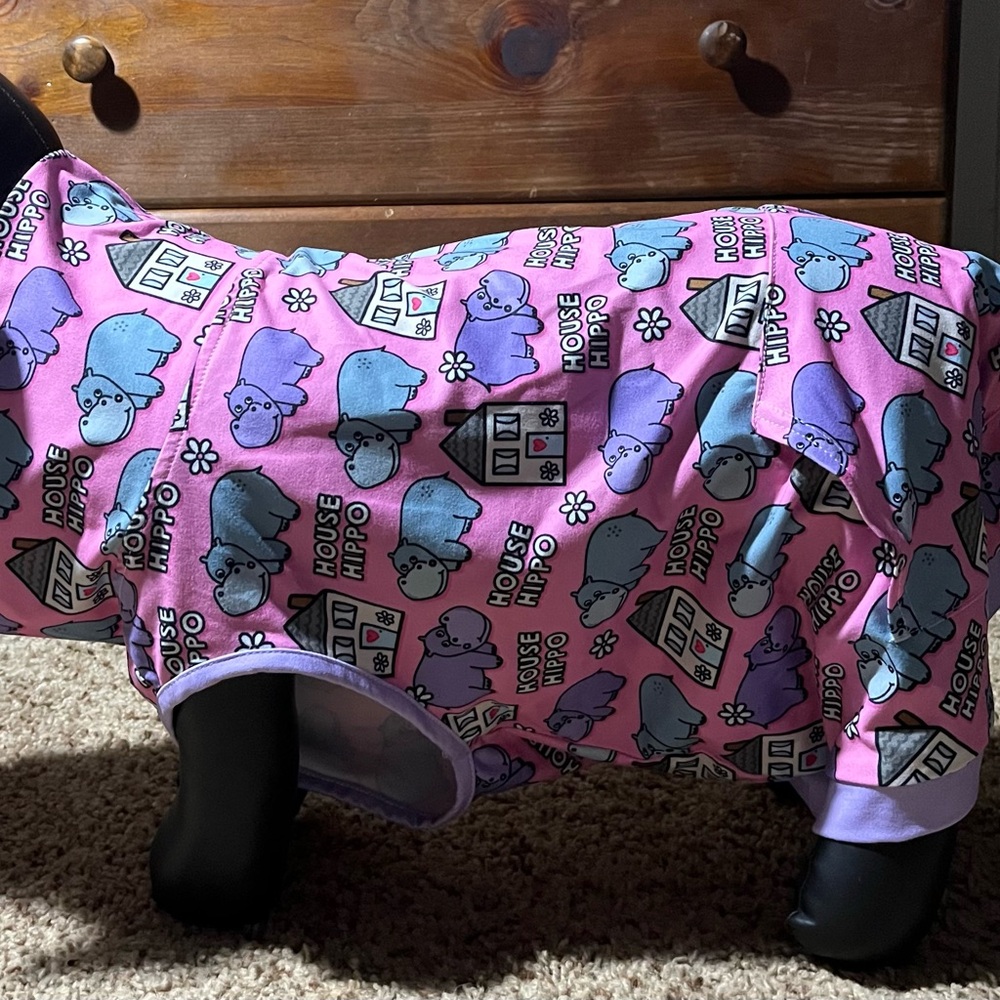 Pink and Purple House Hippo Muscle Tee